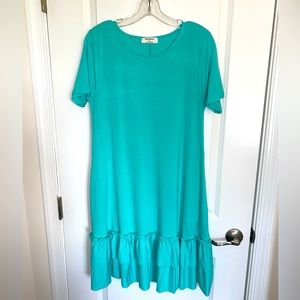 Mint Ruffle Bottom Short Sleeve Dress